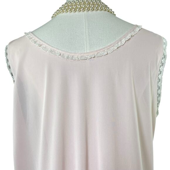 Vintage 60s Pastel Pink Nylon Lace Appliqué Chemise Nightgown Women's Size M/L - Picture 7 of 12